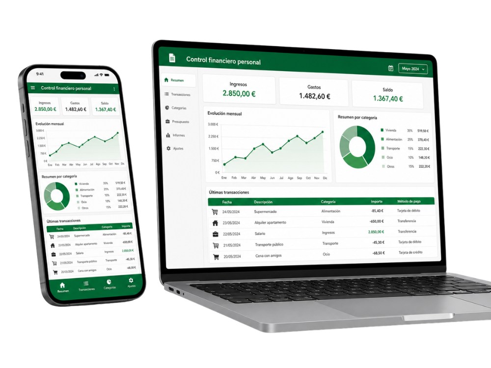 Planilla Finanzas Claras en celular y computadora